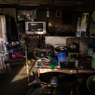 A room in a house that has flooded