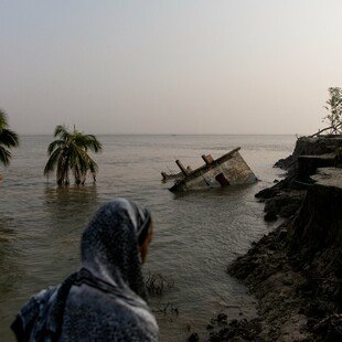 House submerged in Padma river because of land erosion