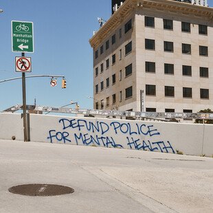 Graffiti near the Manhattan Bridge after protests over George Floyd’s killing