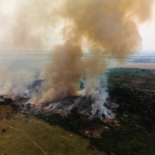 Aerial views of bush fires started by farmers in Kwilu province.