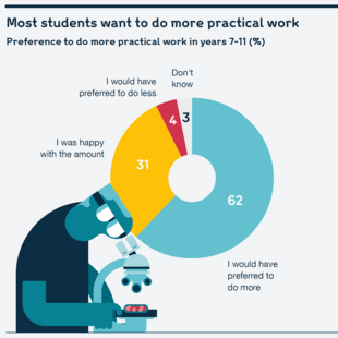 Chart showing students' preference to do more practical work 